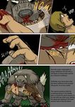  2013 anthro battle blood canine comic dialog english_text fangs fur human male mammal muscles raus text were werewolf 