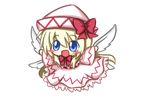  blonde_hair blue_eyes blush chibi hat lily_white long_hair open_mouth outstretched_arms ribbon ritateo smile spread_arms touhou wings 