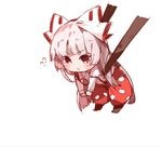  :&lt; ? blush bow chopsticks fujiwara_no_mokou grey_hair hair_bow long_hair minigirl red_eyes shuzi touhou 