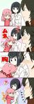  &gt;:( :3 angry between_breasts black_hair blush breasts casual comic frown head_between_breasts head_on_chest highres jakuzure_nonon jealous kareshi_kanojo_no_jijou kill_la_kill kiryuuin_satsuki long_hair monokuro_(snog) motorboating multicolored_hair multiple_girls parody pink_hair provocation sanageyama_uzu short_hair translated two-tone_hair v-shaped_eyebrows yuri 