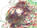  akoko_(1793) azami_(kagerou_project) bad_id bad_pixiv_id black_hair flower gorgon kagerou_project long_hair looking_at_viewer monster_girl open_mouth red_eyes red_string scales solo spoilers string 