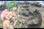  ah-64_apache aircraft angel_wings animal_ears ass assault_rifle blush bm-21 breasts btr-80 cat_ears cat_tail caterpillar_tracks collarbone cruise_missile ear_protection eotech fang fingerless_gloves fn_scar foregrip gloves green_eyes green_hair ground_vehicle gun h&amp;k_usp handgun hase_yu headset heckler_&amp;_koch helicopter highres holster humvee laser_sight lav-25 military military_vehicle motor_vehicle nyano open_mouth original panties pink_panties pistol rifle side-tie_panties small_breasts solo spgh_dana stanag_magazine tail tank tank_destroyer thigh_holster topless trigger_discipline underwear vertical_foregrip weapon wings zsu-23-4 