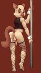  anthro anus balls blue_eyes butt cat clothing crossdressing dancing erection feline fishnet fur ghouliegrim humanoid_penis lackadaisy legwear looking_at_viewer male mammal nude penis pole pole_dancing presenting sedgewick_sable solo stockings stripper 