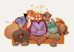 cute eyewear gay glasses group kissing male mammal necktie overweight piti_yindee raccoon sofa tongue tongue_out 