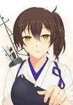  arrow brown_eyes brown_hair esuto highres jewelry kaga_(kantai_collection) kantai_collection looking_at_viewer md5_mismatch muneate parted_lips quiver ring short_hair side_ponytail solo wedding_band 