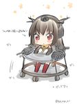  :&lt; baby baby_walker black_gloves blush_stickers chibi closed_mouth gloves hairband kantai_collection koruri long_hair nagato_(kantai_collection) solo translated twitter_username v-shaped_eyebrows younger 