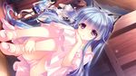  bell black_hair blue_hair blush brown_hair dress game_cg long_hair nekoyashiki_perusha nyan_cafe_macchiato panties purple_eyes ribbons seifuku short_hair skirt underwear wori 