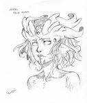  anael_(whistle_frog) bad_id bad_tumblr_id demon_girl demon_horns forehead_jewel graphite_(medium) greyscale horns monochrome nose original pointy_ears solo succubus traditional_media upper_body whistle_frog 