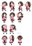  &gt;_&lt; :3 :d brown_eyes brown_hair chibi closed_eyes hachimaki hair_intakes headband jinbei_(clothes) jintsuu_(kantai_collection) kantai_collection koruri long_hair looking_at_viewer multiple_girls open_mouth sendai_(kantai_collection) short_hair smile twitter_username two_side_up xd 