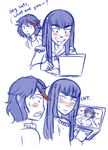  2koma blush caught comic commentary computer embarrassed english female_pervert iahfy kill_la_kill kiryuuin_satsuki laptop matoi_ryuuko multiple_girls pervert pornography profanity sweatdrop walk-in yuri 