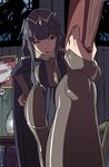  black_hair bodysuit book bracelet breasts bridal_gauntlets candlelight cape cleavage commentary_request fire_emblem fire_emblem:_kakusei hand_on_thigh highres indoors jewelry lantern large_breasts long_hair looking_at_viewer natsumi_hajime shadow skin_tight solo stepping tharja 