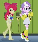  blush book collar diamond_tiara_(eg) dress embarrassed equestria_girls female human humiliation leash mammal my_little_pony panties phone slave underwear 