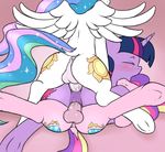  anal anal_penetration anus balls blush cutie_mark dickgirl dickgirl_on_female double_penetration equine eyes_closed fearingfun female friendship_is_magic fur hair horn horse intersex mammal multi-colored_hair my_little_pony penetration penis pink_fur pony princess_cadance_(mlp) princess_celestia_(mlp) purple_fur purple_hair spread_legs spreading twilight_sparkle_(mlp) vaginal vaginal_penetration white_fur winged_unicorn wings 