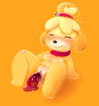  animal_crossing bell breasts canine dog female isabelle_(animal_crossing) lokpik mammal masturbation nintendo nude penetration pussy pussy_juice sex_toy solo toy vaginal video_games 