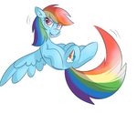  blue_fur cutie_mark equine female flying friendship_is_magic fur hair hi_res mammal multi-colored_hair my_little_pony pegasus plain_background purple_eyes rainbow_dash_(mlp) rainbow_hair solo tongue white_background wings wizardglitter 