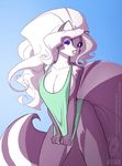  avoid_posting big_breasts black_fur blue_eyes bottomless breasts chloe_sinclaire cleavage clothed clothing conditional_dnp female fur hair jollyjack kneeling lavender_fur lips long_hair looking_at_viewer mammal shirt side_boob skunk smile solo tank_top thighs white_fur white_hair 