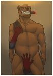  ambiguous_gender amwulf anthro bagon bear beard beth biceps blake brown_fur cigar claws facial_hair fur grin grope male mammal muscles nude pecs pubes smoking teeth 