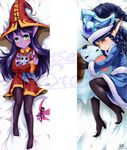  alternate_costume black_legwear blue_hair dakimakura green_eyes hat highres league_of_legends lulu_(league_of_legends) multiple_views nam_(valckiry) pantyhose pix poro_(league_of_legends) purple_hair purple_skin watermark winter_wonder_lulu witch_hat 