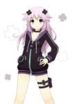  adult_neptune bad_id bad_pixiv_id d-pad d-pad_hair_ornament hair_ornament hand_on_hip highres long_hair milkeyopen neptune_(series) purple_eyes purple_hair shin_jigen_game_neptune_vii solo 