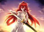  fi-san highres long_hair original red_eyes red_hair solo sword weapon 