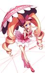  big_hair blonde_hair boots bow character_name dress drill_hair eyepatch hair_bow harime_nui kill_la_kill long_hair parasol pink_bow pink_footwear purple_eyes smile solo starg strapless strapless_dress twin_drills twintails umbrella wrist_cuffs 