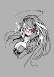  archangel_(p&amp;d) breast_hold breasts cleavage glasses halo head_wings hong_(white_spider) large_breasts long_hair puzzle_&amp;_dragons red-framed_eyewear smile solo sparkle spot_color 