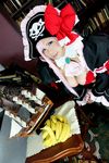  1girl banana breasts captain_liliana captain_liliana_(cosplay) chouzuki_maryou cosplay food fruit hat highres large_breasts lost_worlds photo pink_hair pirate pirate_hat plump purple_eyes queen&#039;s_blade queen's_blade queen's_blade_rebellion sexually_suggestive 