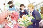  apron cake conone food glasses kanbara_akihito kuriyama_mirai kyoukai_no_kanata nase_hiroomi nase_mitsuki scarf 