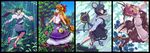  animal black_hair brown_eyes brown_hair cape dress grass gray_hair hat horns ibuki_suika long_hair manabu_adachi mouse mousegirl mystia_lorelei nazrin purple_hair short_hair touhou tree wings wriggle_nightbug 