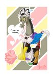  antler antlers discord_(mlp) draconequus english_text friendship_is_magic horn maid maid_uniform male my_little_pony mysticalpha solo text wings 