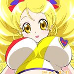  2014 alternate_form blonde_hair breasts cure_honey dated happinesscharge_precure! impossible_clothes large_breasts long_hair magical_girl oomori_yuuko popcorn_cheer precure solo yellow_eyes yoshimune 