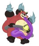  anthro balls canine fire hi_res humanoid_hands humanoid_penis hyper hyper_tongue leaf licking long_tongue looking_at_viewer male mammal multi_tail oral overweight overweight_male pdxyz penis penis_lick sex solo tanuki teastroyer tongue tongue_out video_games yo-kai_watch 