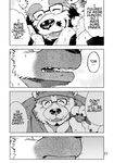  bear chubby clothing comic ena_(kumagaya) english_text eyewear food glasses greyscale hyena kumagaya_shin male mammal monochrome text tom_(kumagaya) 