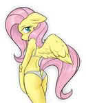  absurd_res ambris anthro anthrofied blue_eyes blush bra equine female fluttershy_(mlp) friendship_is_magic fur hair hi_res horse mammal my_little_pony panties pegasus pink_hair plain_background pony solo underwear white_background wings yellow_fur 