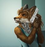  canine eosfoxx female fox gun handgun mammal pistol ranged_weapon solo weapon 