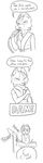  canine clothed clothing comic english_text female feretta feretta_(character) fox humor looking_at_viewer mammal microphone monochrome plain_background red_panda silver_fox text tumblr vix_(feretta) white_background 