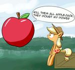  animated apple applejack_(mlp) blonde_hair bush cowboy_hat crate cutie_mark dialog english_text equine female floating freckles friendship_is_magic fruit grass green_eyes hair hat horse levitation mammal my_little_pony outside pony sitting smile text whatsapokemon 