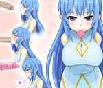  1girl artist_request baragon blue_eyes blue_hair blush breasts cleavage condom condom_in_mouth condom_on_penis erect_nipples fellatio gem heart leviathan_(zettai_bouei_leviathan) long_hair looking_at_viewer mouth_hold oral penis pointy_ears saliva saliva_string saliva_trail smile spoken_heart syrup_(zettai_bouei_leviathan) tears uncensored zettai_bouei_leviathan 