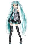  alpha_transparency aqua_eyes aqua_hair blacksio boots detached_sleeves full_body hatsune_miku headset highres long_hair nail_polish necktie pigeon-toed simple_background skirt solo thigh_boots thighhighs twintails very_long_hair vocaloid white_background 