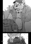  bear chubby clothing comic crying cub dialog ena_(kumagaya) english_text greyscale hyena kumagaya_shin male mammal monochrome text tom_(kumagaya) young 