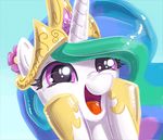  crown equine excited female flower friendship_is_magic hair happy horn karol_pawlinski low_res mammal multi-colored_hair my_little_pony open_mouth portrait princess princess_celestia_(mlp) purple_eyes royalty solo squishy tongue white_body winged_unicorn wings 
