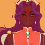  aiguillette alexa_lindh bindi crown dark_skin earrings green_eyes himemiya_anthy jewelry lips long_hair purple_hair shoujo_kakumei_utena sleeveless solo 