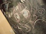  blue_eyes chalkboard graphite_(medium) heart pink_hair pinkie_pie solo traditional_media 