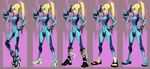 alex_ahad alternate_footwear blonde_hair blue_eyes bodysuit boots breasts collage costume_chart covered_navel cowboy_boots full_body gloves gun hand_on_hip handgun high_heel_boots high_heels large_breasts long_hair md5_mismatch metroid mole mole_under_mouth neon_trim pistol ponytail rocket_boots samus_aran sandals shoes skin_tight sneakers spurs standing super_smash_bros. toes weapon zero_suit 