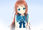  blue_eyes brown_hair dress hikariin25 long_hair mukaido_manaka nagi_no_asukara sailor_dress school_uniform serafuku smile tears 