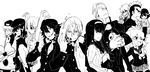  adachi_tooru_(cosplay) amagi_yukiko amagi_yukiko_(cosplay) cabbie_hat cosplay doujima_nanako doujima_nanako_(cosplay) doujima_ryoutarou doujima_ryoutarou_(cosplay) eyepatch gamagoori_ira glasses greyscale hairband hanamura_yousuke hanamura_yousuke_(cosplay) harime_nui hat inumuta_houka iori_shirou jacket jakuzure_nonon kill_la_kill kinagase_tsumugu kiryuuin_satsuki kujikawa_rise kujikawa_rise_(cosplay) kuma_(persona_4) kuma_(persona_4)_(cosplay) long_hair mankanshoku_mako matoi_ryuuko mikisugi_aikurou monochrome multiple_boys multiple_girls narukami_yuu narukami_yuu_(cosplay) open_mouth persona persona_4 sanageyama_uzu satonaka_chie satonaka_chie_(cosplay) school_uniform shinonoko_(tubamecider) shirogane_naoto shirogane_naoto_(cosplay) short_hair skirt smile tatsumi_kanji tatsumi_kanji_(cosplay) thighhighs track_jacket 