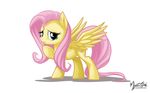  blue_eyes cutie_mark equine female feral fluttershy_(mlp) friendship_is_magic hair horse looking_at_viewer mammal my_little_pony mysticalpha pegasus pink_hair plain_background pony solo standing white_background wings 