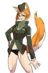  anthro canine clothing eyewear female fox glasses human humanized invalid_tag lt._vixen mammal military_uniform north_korea panties pants solo squirrel_and_hedgehog underwear unknown_artist 