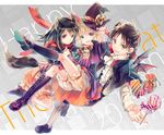  2boys animal_ears armin_arlert bad_id bad_pixiv_id candy chezz eren_yeager food halloween hat horns mikasa_ackerman multiple_boys otoko_no_ko shingeki_no_kyojin tail wings witch witch_hat wolf_ears wolf_tail 