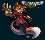  awesomenauts canine claws female fox gun mammal official_art penny_fox ranged_weapon solo suit weapon 